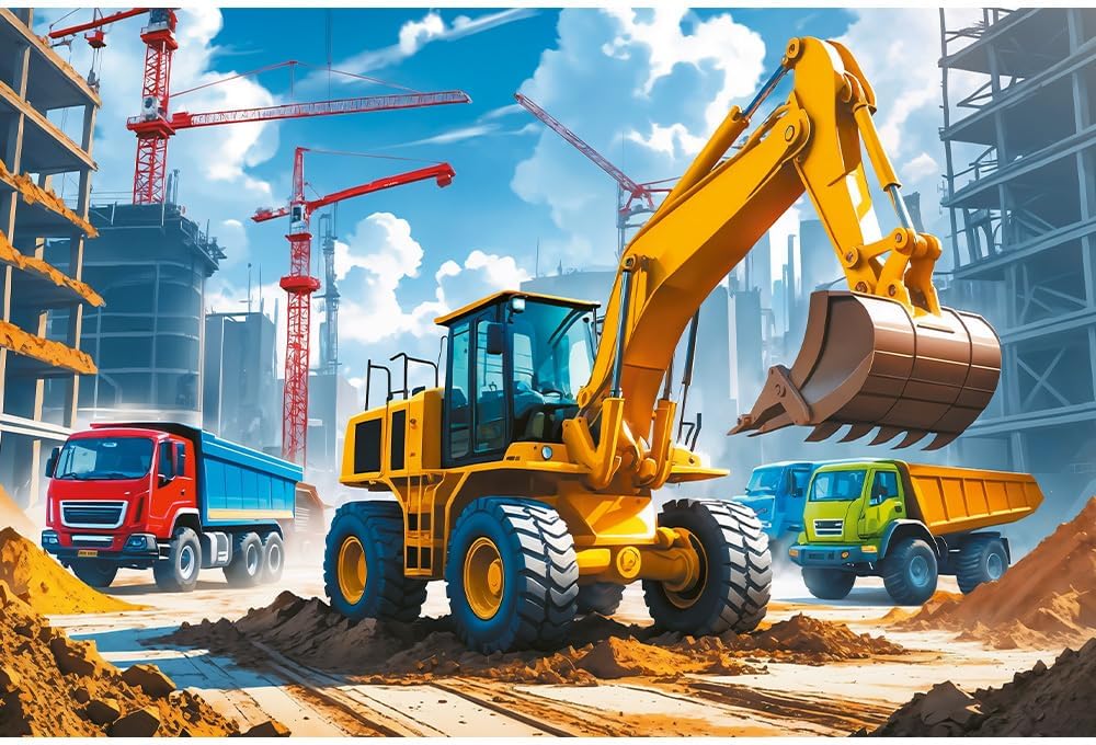 Trefl – Backhoe Loader – 60 Piece Puzzle – Colourful Puzzle with Vehicles, Creative Entertainment, Fun for Children Aged 4 and Older