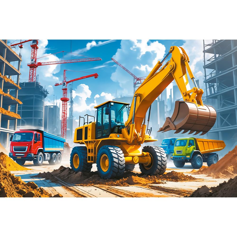 Trefl - Traktor Koparko - Ładowarka - Puzzle 60 Elementów - Kolorowe Puzzle z Pojazdami, Kreatywna Rozrywka, Zabawa dla Dzieci od 4 lat