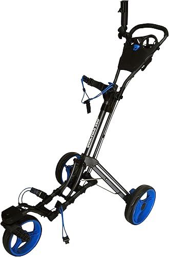 Qwik-Fold Carrito de golf giratorio de 3 ruedas con rueda delantera giratoria de 360, un segundo para abrir y cerrar carrito plegable, carrito