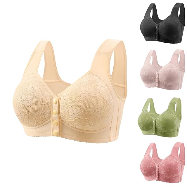 Generic Daisy Bras for Older Women Front Closure Full Coverage Push Up Wirefree Plus Size