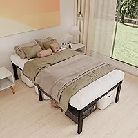 Vista 62 de Base de cama tamaño Queen de 12 pulgadas, no necesita somier, base de colchón de plataforma de metal resistente con listones de acero