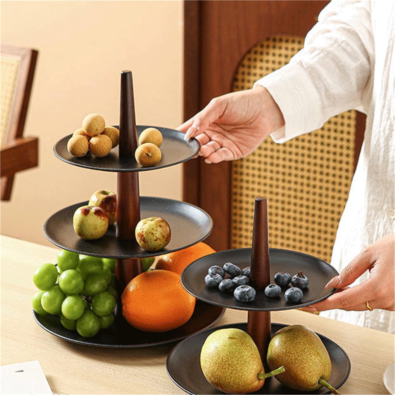 Thé de l'après-midi Présentoir à gâteaux en bois, support de rangement(Grand)