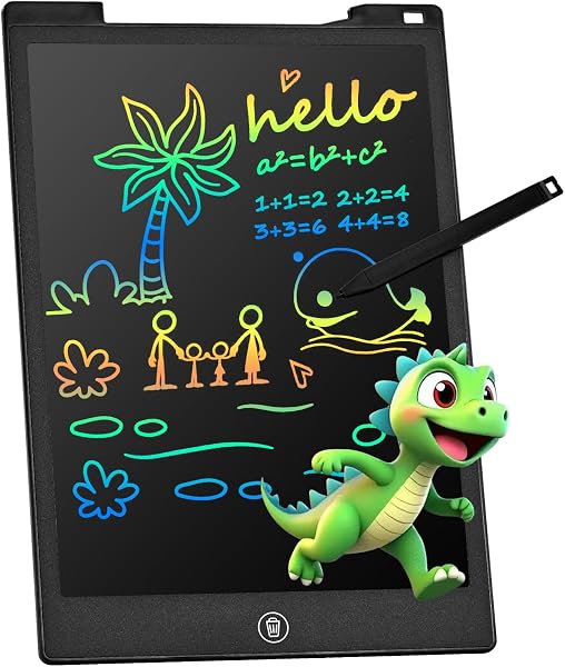 PINKCAT Jouet Bebe 1 2 3 4 5 6 Ans Tableau Magique Enfant 12 Pouces Tablette D'écriture LCD Tablette Dessin Graphique Ardoise Magique Effacable Cadeau Fille Game Boy Jeux Garcon,Noir - 1