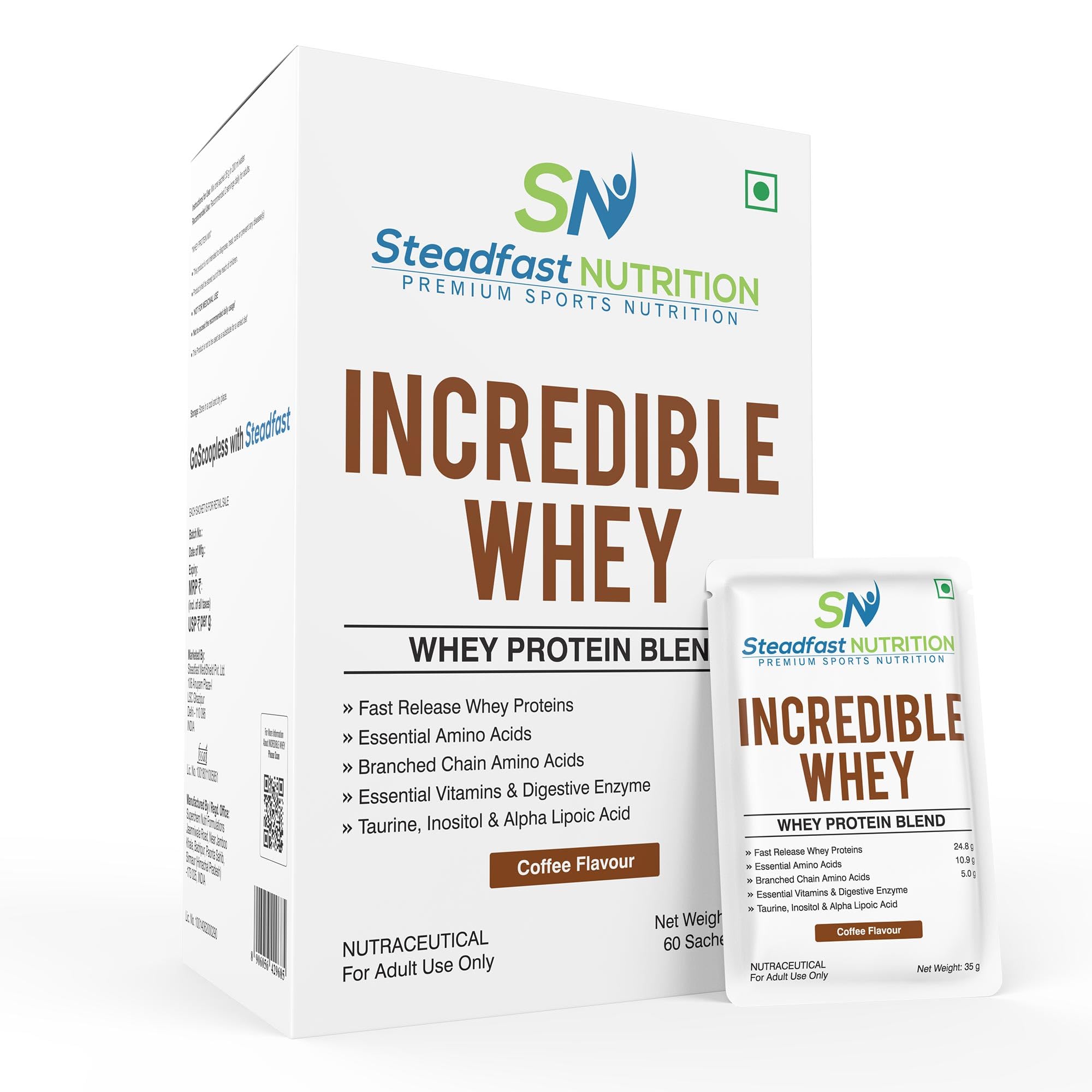 Steadfast Nutrition Incredible Whey Protein| Isolate and Concentrate Fast release Protein Powder 1kg | for Men and Women No added preservatives (Coffee, Pack of 60 Sachets) (B0CP44PDJZ) Amazon Price History, Amazon Price Tracker