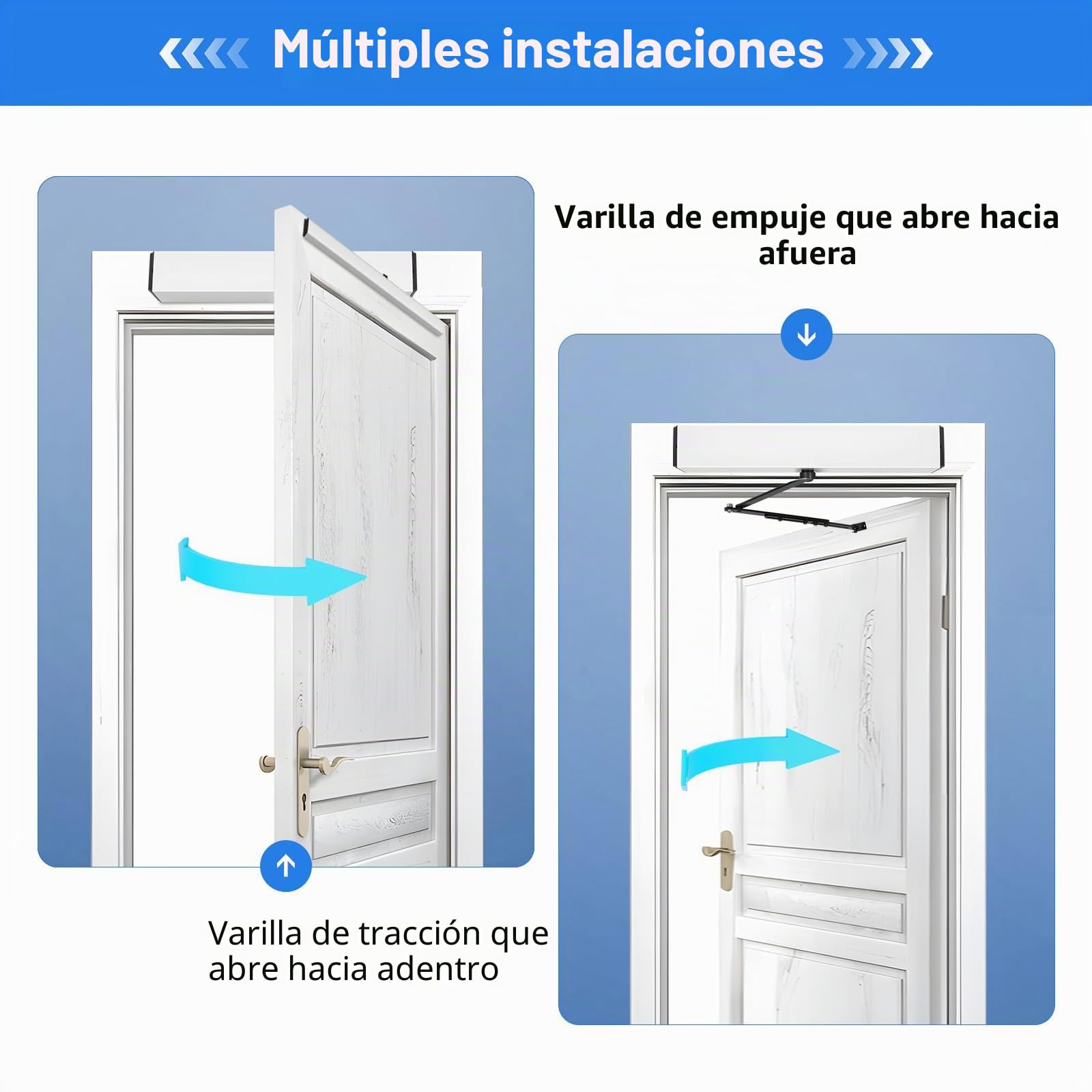 Motor Automático De Puerta Oscilante Con Mando A Distancia, Accionamiento Eléctrico Para Puertas De Madera Y Aluminio, Modo Manual/Automático, Color Plateado Y Negro