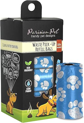 Parisian Pet Ecofriendly - Rollos de bolsas para excrementos de perro, 160 bolsas sin perfume para perros, a prueba de fugas, extragruesas, 8 bolsas