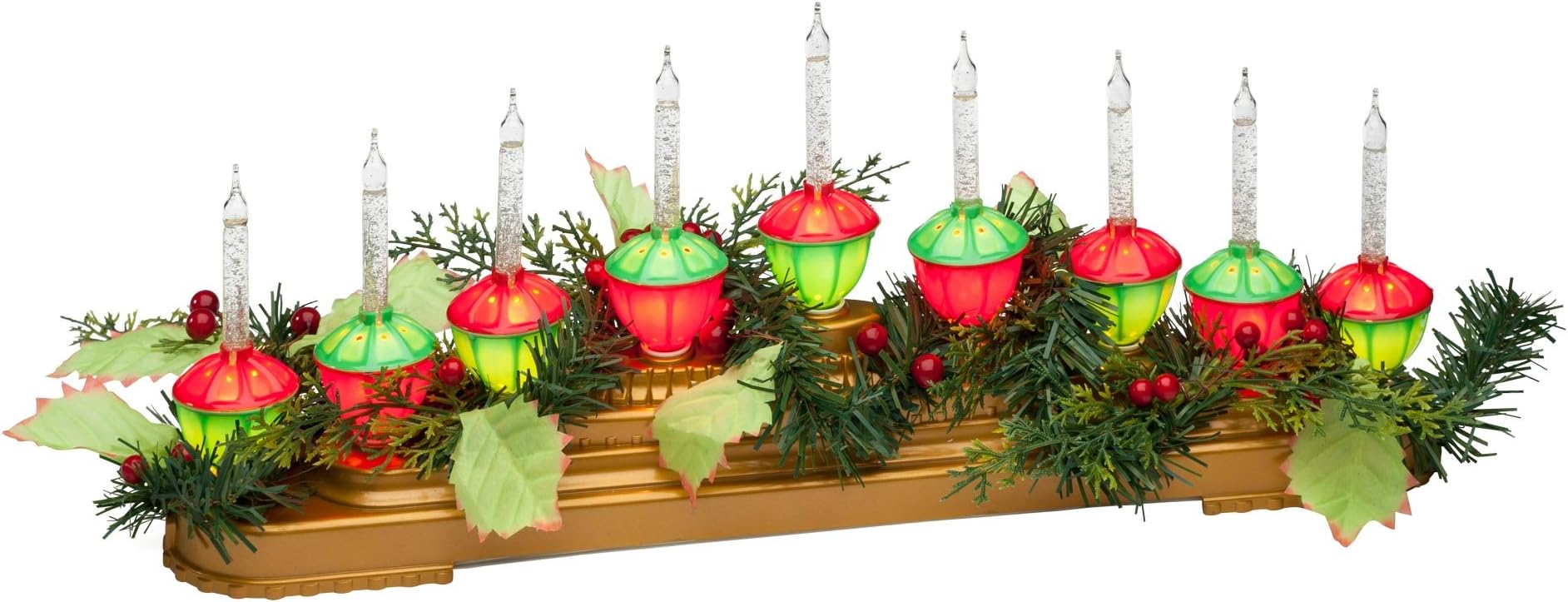 Retro-Holiday Bubble Light Centerpiece - (Includes 9 Nostalgic Bubble Lights!)