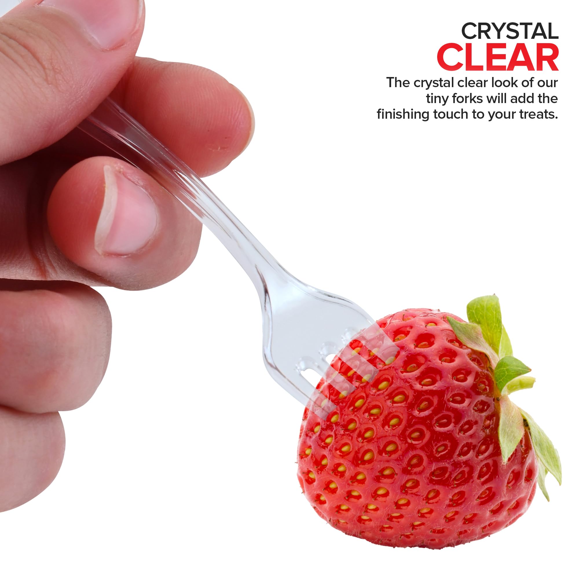 Clear Mini Forks 4 Inch (100-Count) Disposable Plastic Appetizer Fork for Cocktail Hour, Dessert Forks for Wedding Reception, Small Clear Forks for Food Samples, Charcuterie Forks for Holiday Parties — Amazon image 4