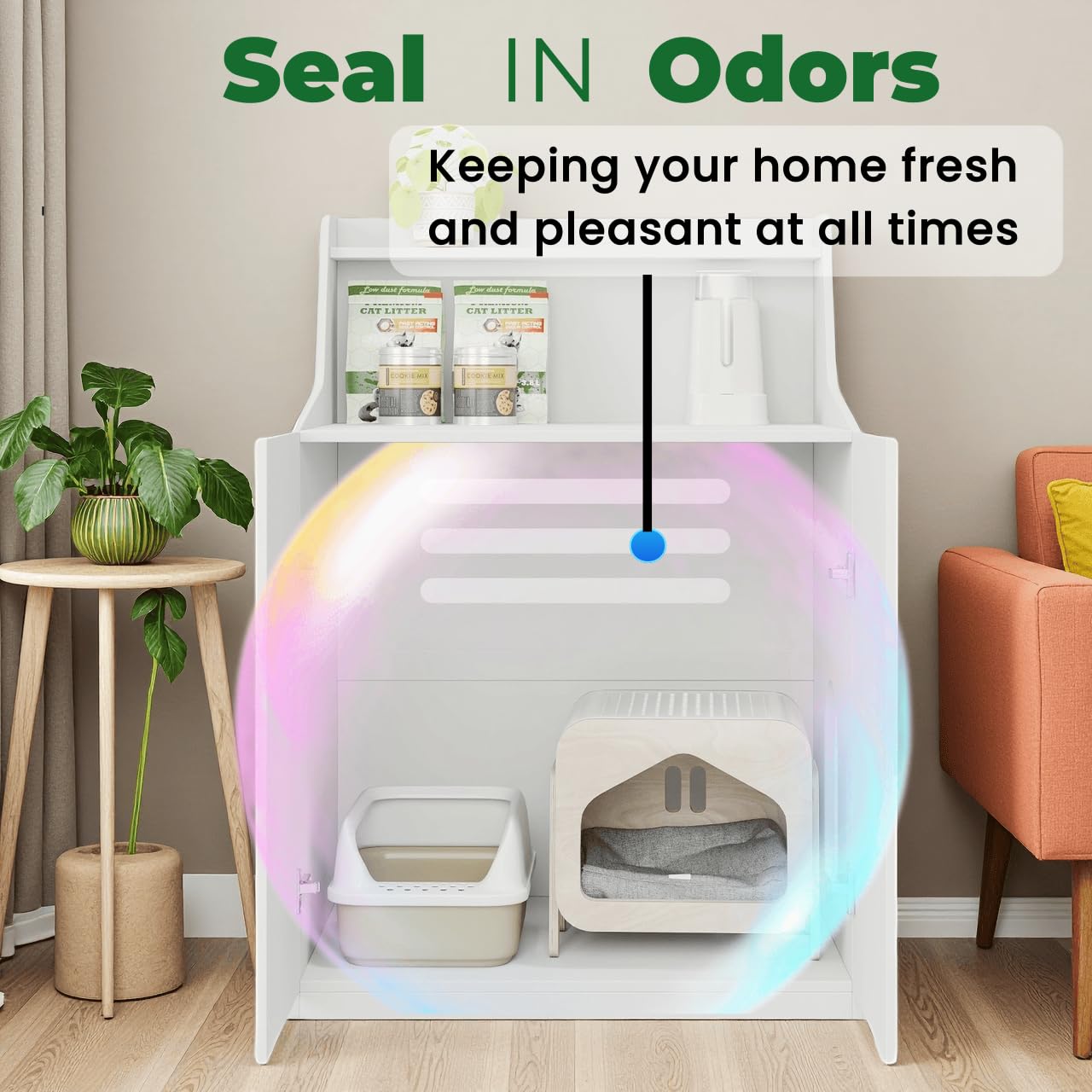 Large/Tall Cat Litter Box Enclosure Furniture, Hidden Cabinet for Self-Cleaning Litter Boxes with Storage Shelf,Furniture for Automatic Litter Boxes - image 4