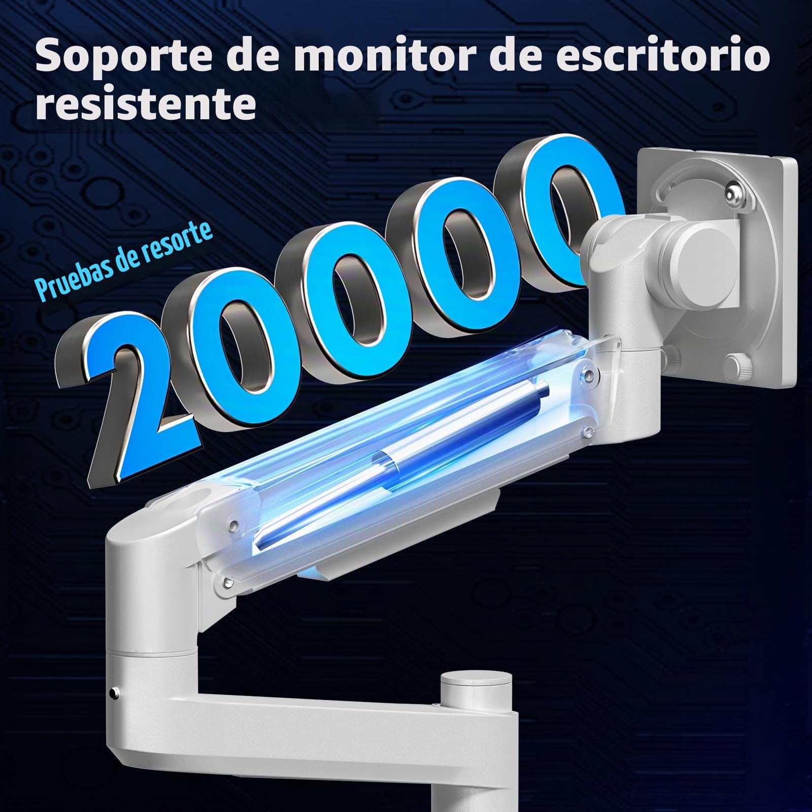 Soporte de Monitor para Pantalla Plana y Curvada de 17 – 57 Pulgadas, Muelle de Gas, Altura Ajustable, inclinable, Capacidad de Peso de 2 – 20 kg por,VESA 75/100 mm,Blanco