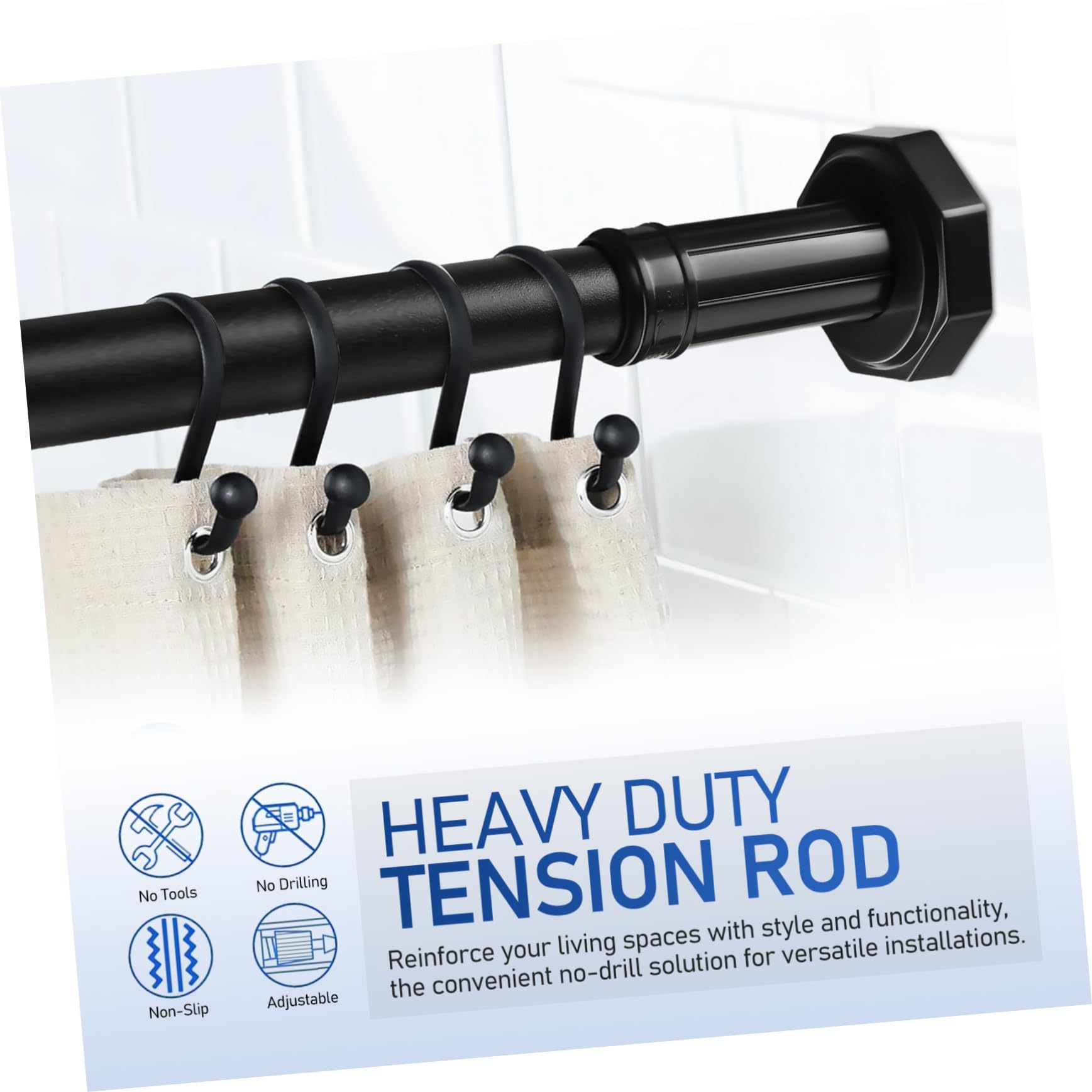 Tringle à Vêtements Extensible Noire en Acier Inoxydable 110-200 Cm