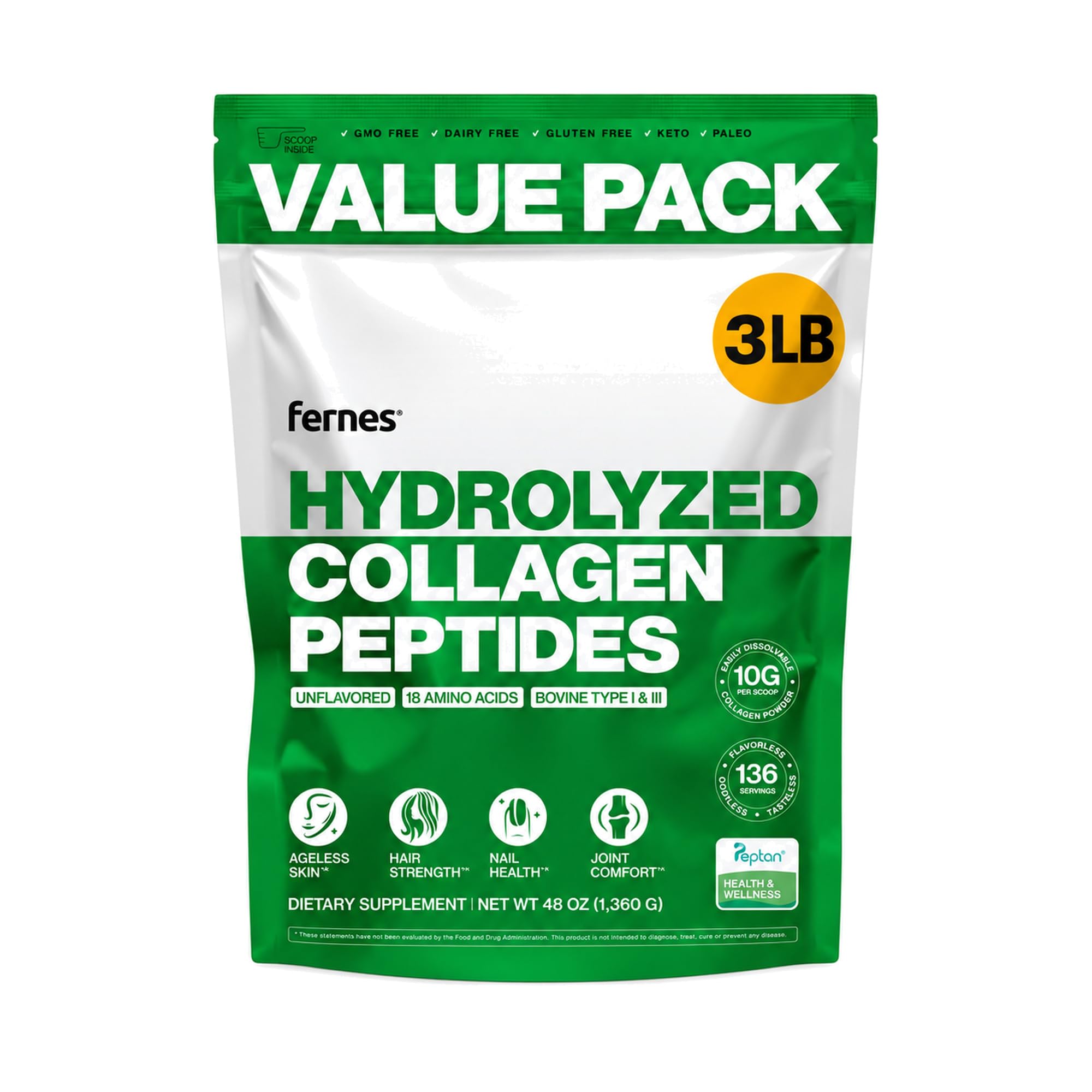 Hydrolyzed Collagen Peptides Protein Powder 5 LB Bulk, 226 Servings — Amazon image 10