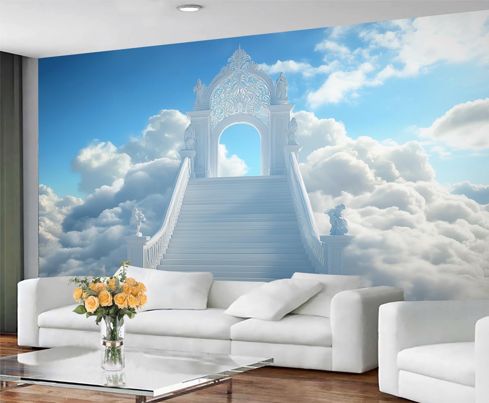 Papier peint nuages pour agrandir les petites pi&egrave;ces