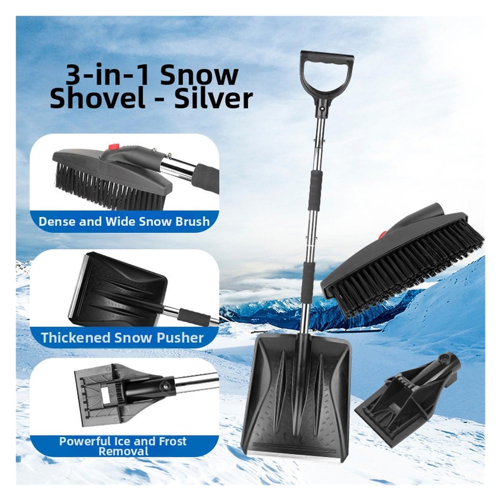 Genérico Pala de Nieve Plegable de Acero Inoxidable