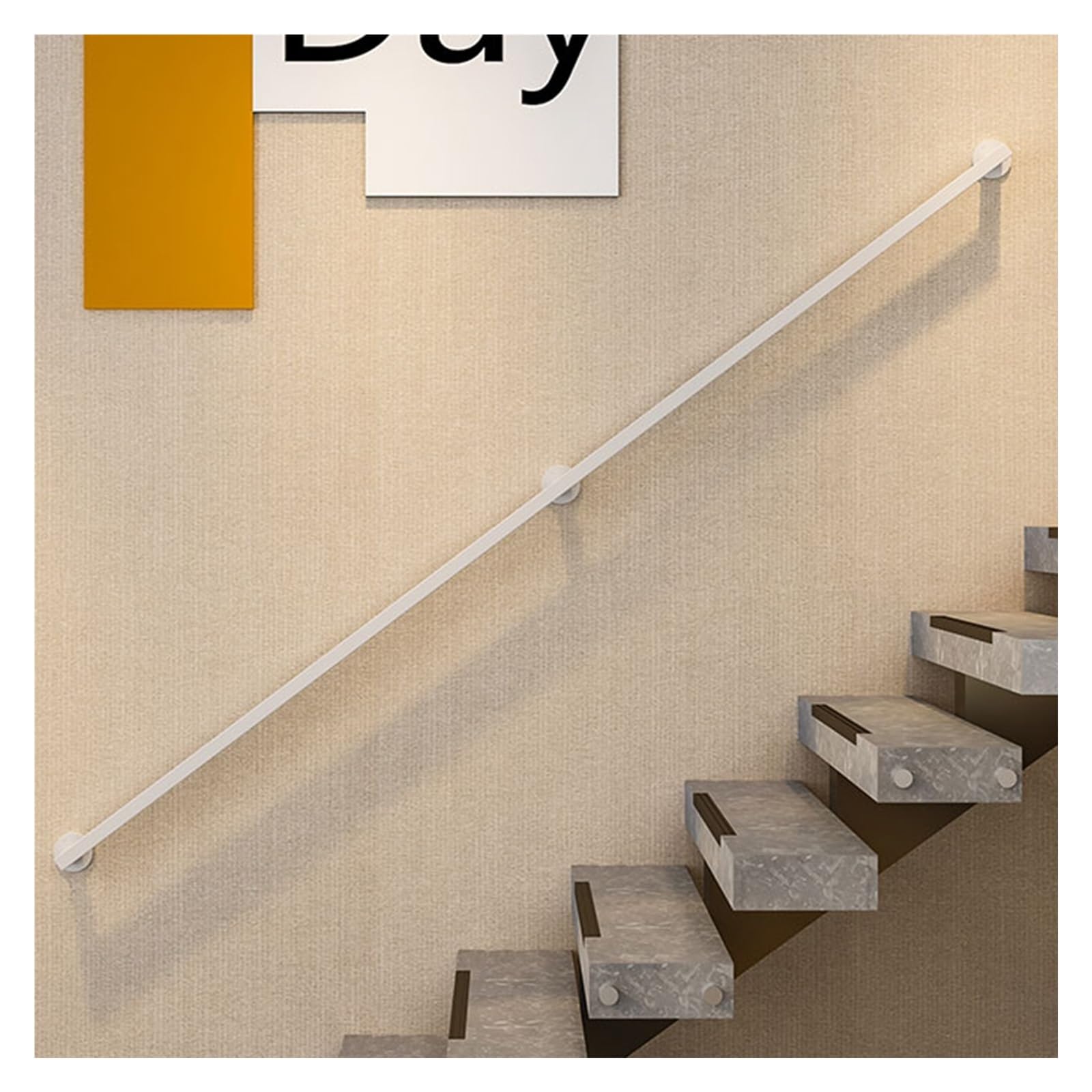 Rampes murales antiderapantes en metal noir industriel pour escalier