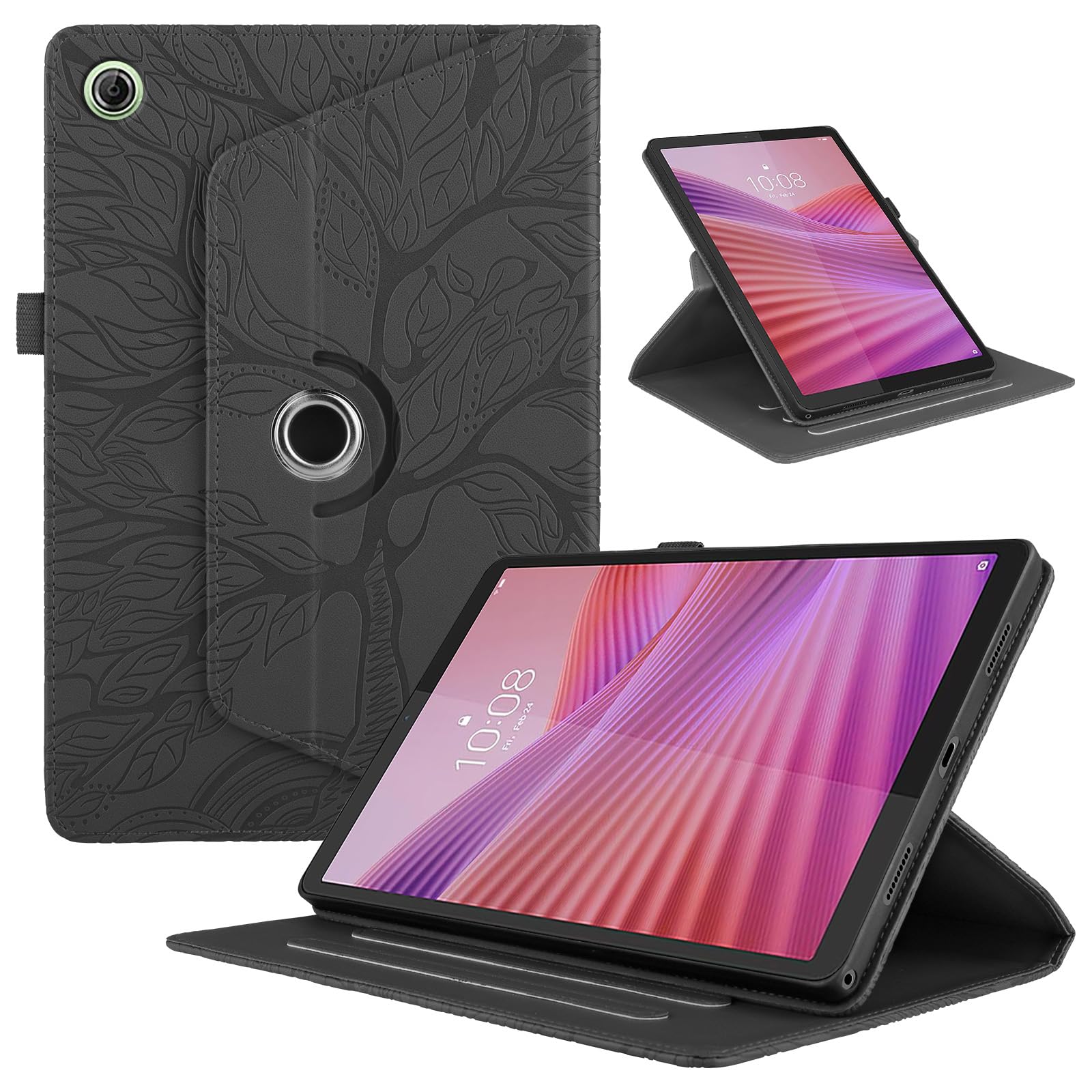 Funda para Samsung Galaxy Tab S9/ S8/ S7 11" (SM-X710/X700/T870) PU Cuero Tablets Protectora Cover 360°Carcasa Giratoria de ángulo Múltiple Stand Función Tablets Funda,Rojo Árboles — view 44