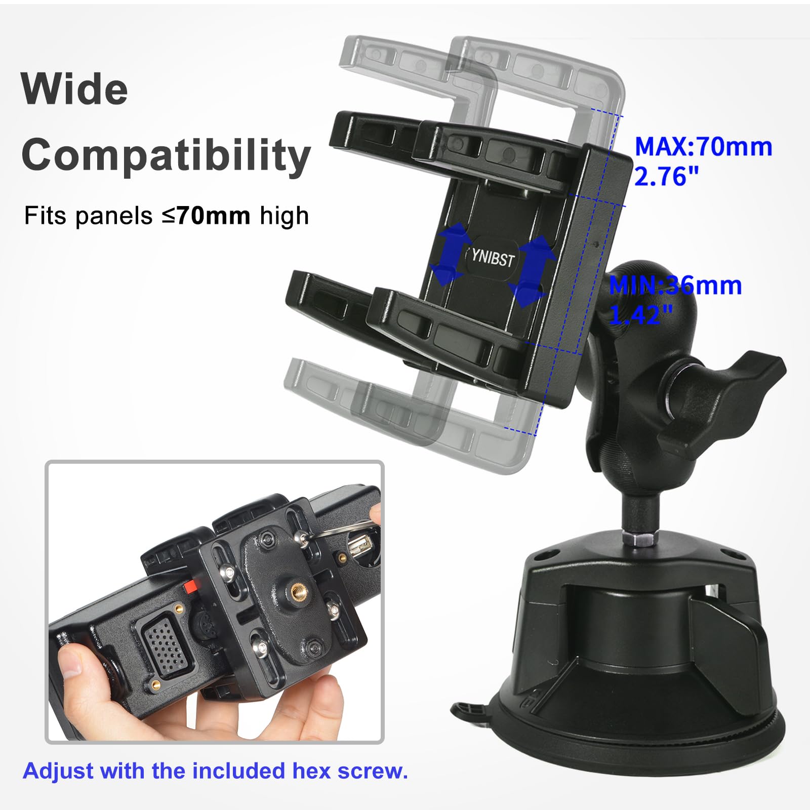 Support à Ventouse pour Têtes de Commande d’Émetteurs-Récepteurs Mobiles, Support de Montage pour Radio Amateur Mobiles, Compatible avec Icom IC-2730A, TYT TH-9800D, Anytone AT-588UV - 3