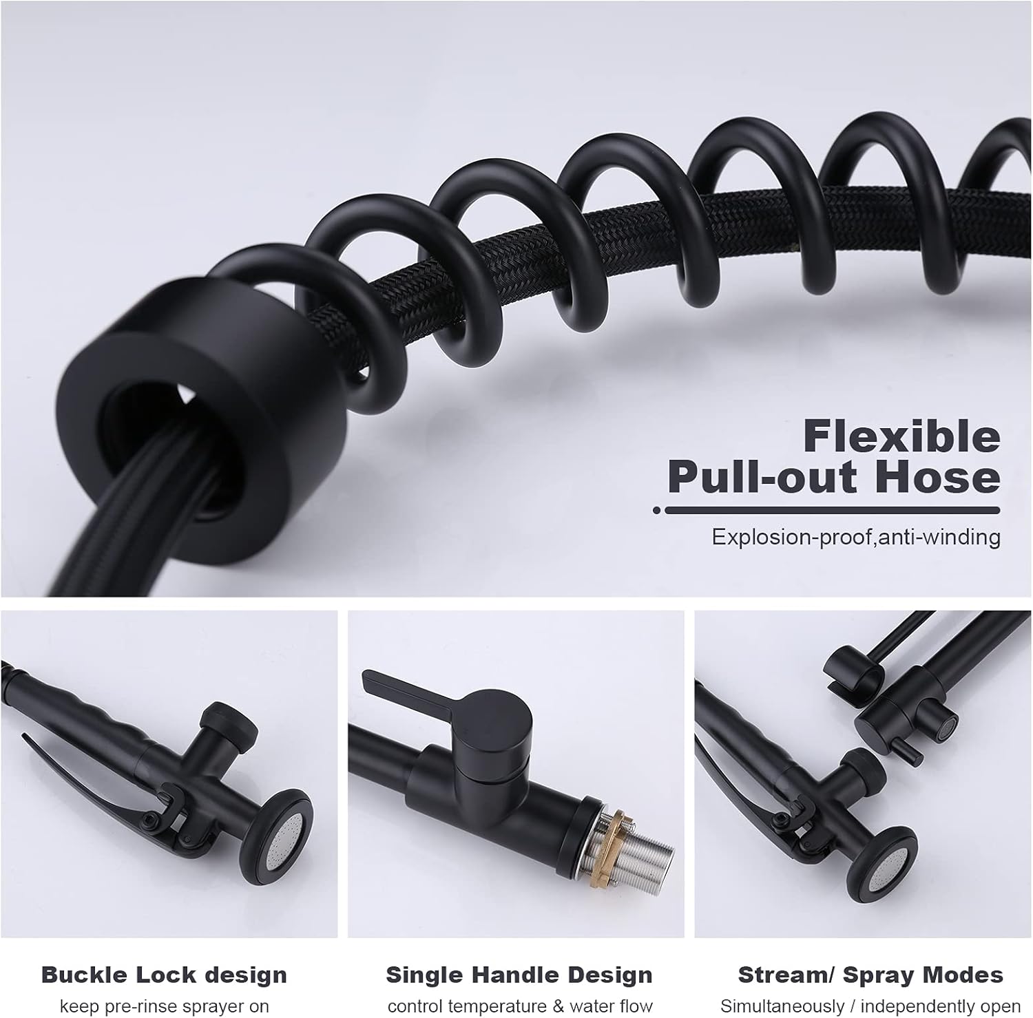 WOWOW Pot Filler Faucet Deck Mount Stove Faucet, and Spring Kitchen Faucet with Pre-Rinse Sprayer