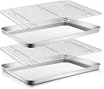 Petite feuille de cuisson en acier inoxydable avec ensemble de rack, E-far 9.4. & Lave-vaisselle sans danger
