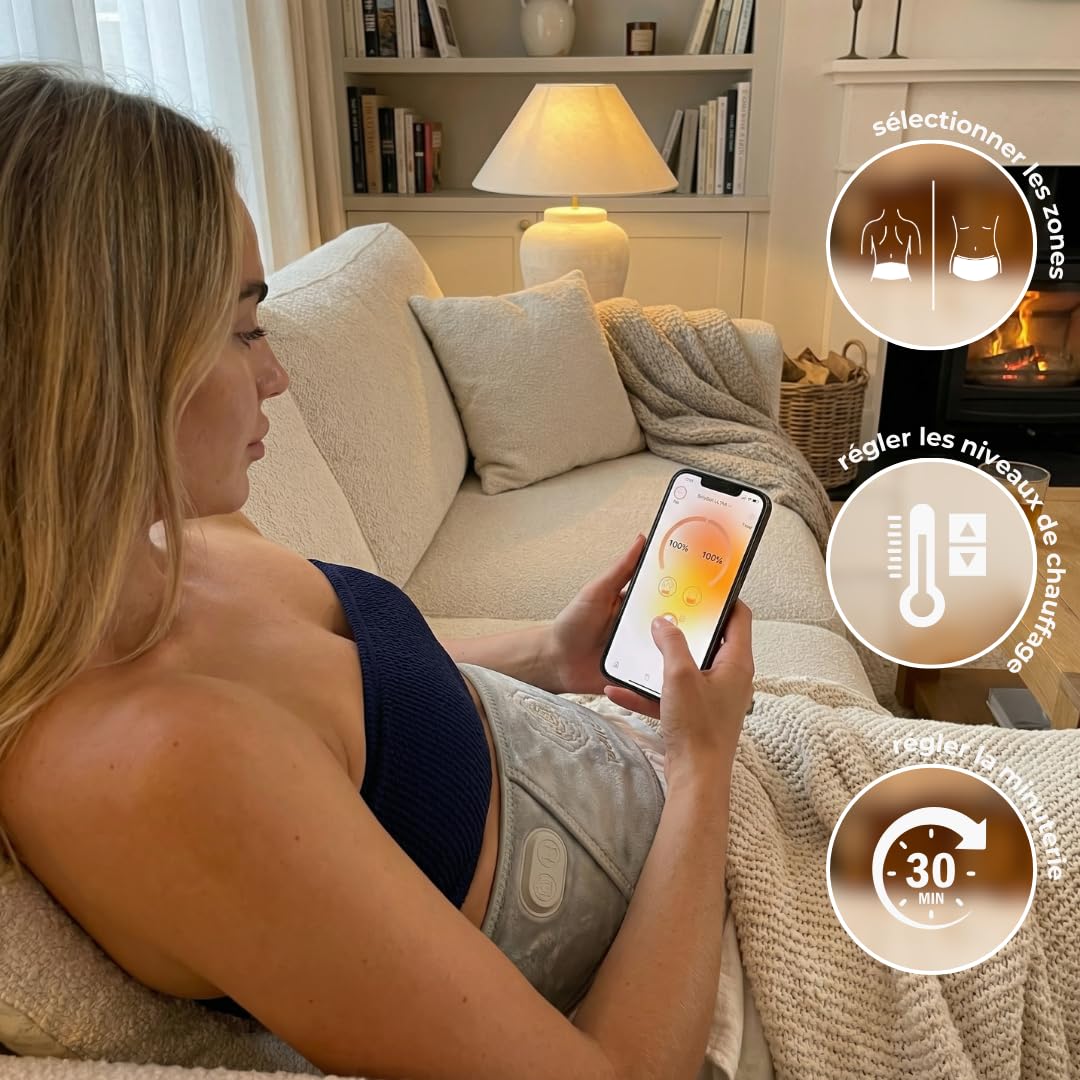 Vulpés BellyBelt Ultra Dual Zone – Ceinture Chauffante Règles & Menstruelle | Chaleur Infrarouge pour Règles Douloureuses, Endométriose | Batterie Rechargeable 10.000mAh