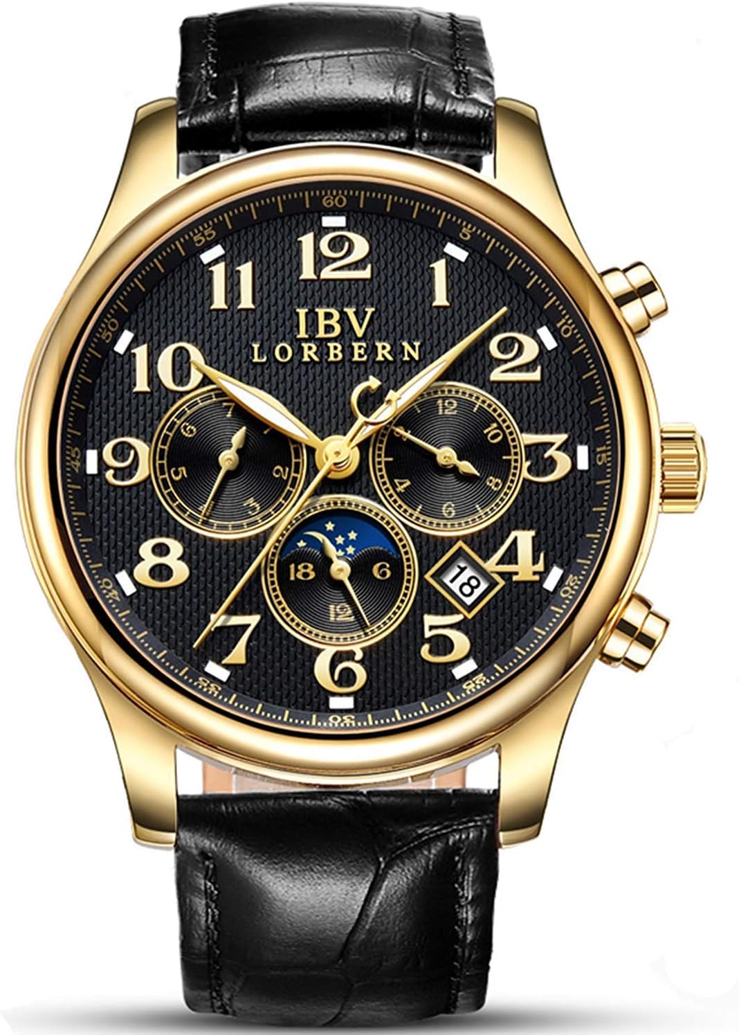 MASTOP Swiss Brands Men's Automatic Self-Wind Watch Stainless Steel with Brown Genuine Leather Band