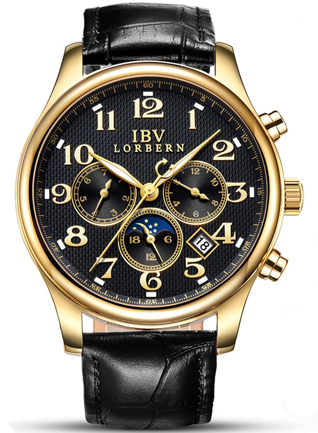 MASTOPSwiss Brands Men's Automatic Self-Wind Watch Stainless Steel with Brown Genuine Leather Band