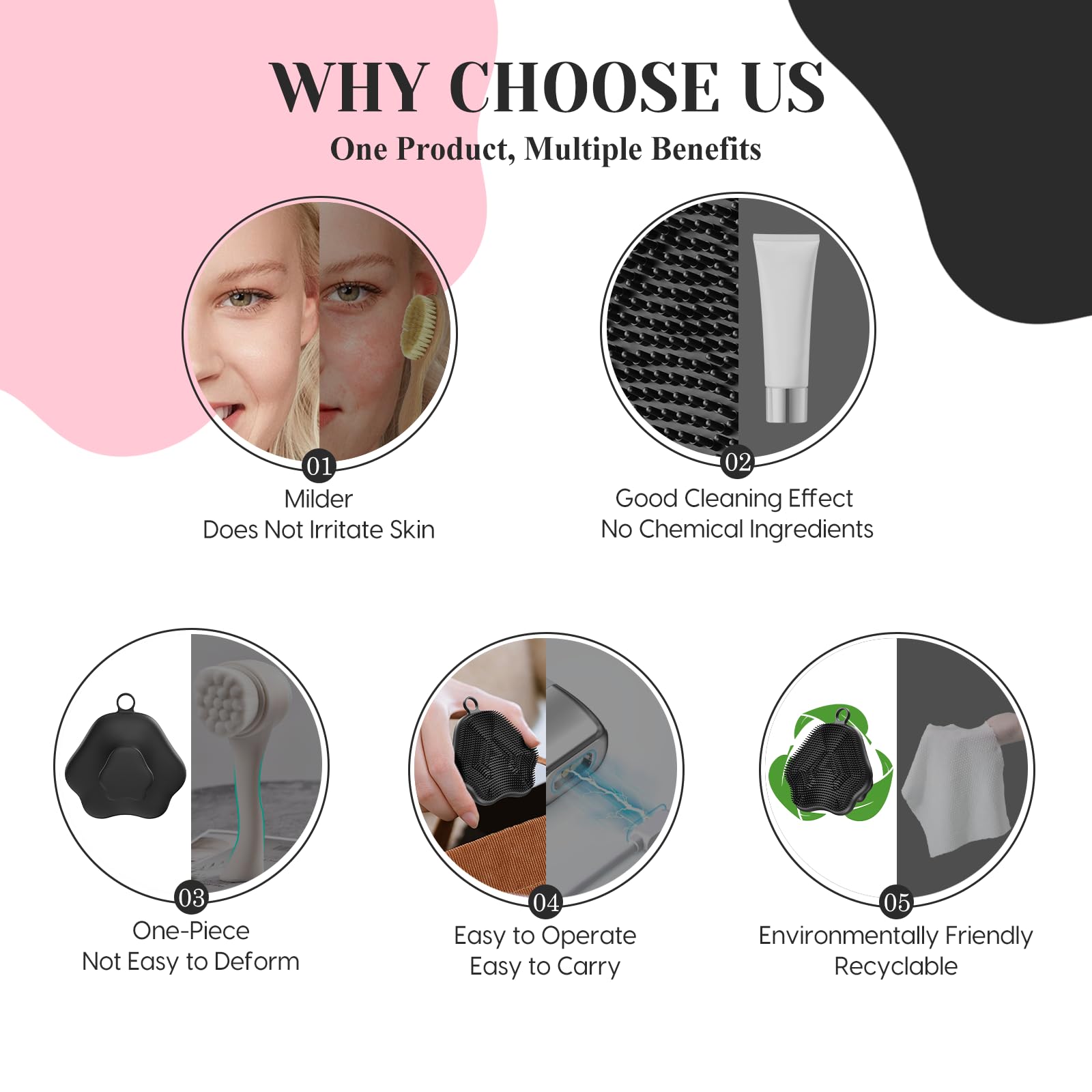 VWMYQ Silikon-Gesichtsschrubber – Peeling-Gesichtsschrubber für Frauen und Männer, sanfte Gesichtsreinigungsbürste, Mitesser, Akne-Porenpad, Wiegenkappe, manuelle weiche Gesichtswaschbürste für tiefe