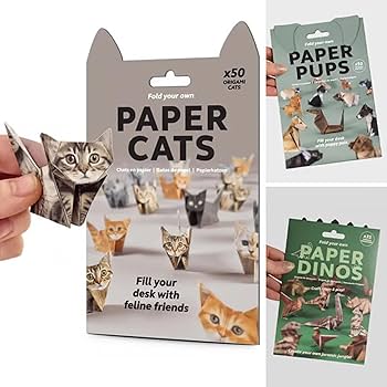 DIY Paper Cats, DIY Cat Camp, 3D Handmade Origami Cats Model, Fold Your
