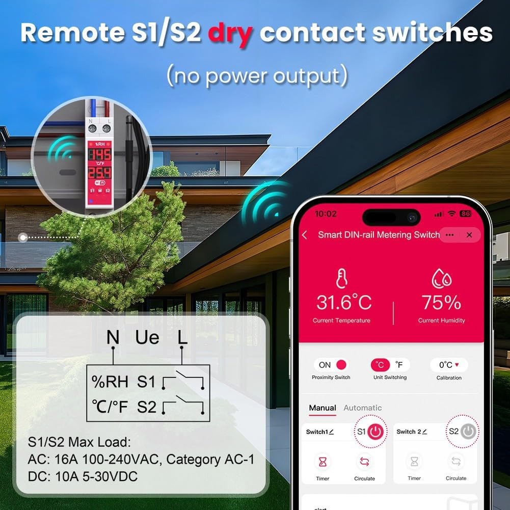 Intelligentes ferngesteuertes digitales Temperaturthermostat mit Sonden-Sensor für DIN-Schiene, mit erweiterter Zeitplanung und Überwachung