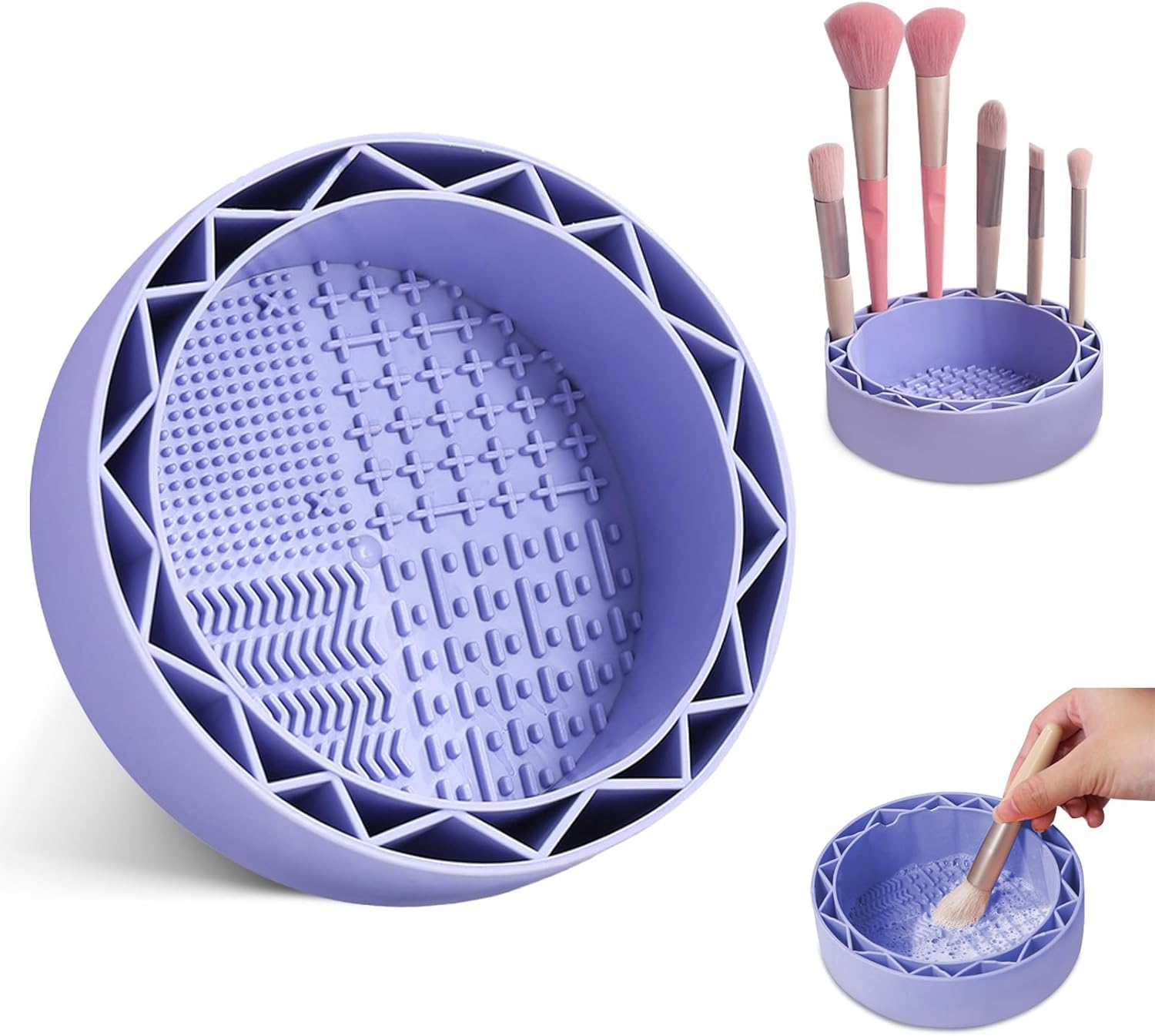 Evaluemart Makeup Brush Cleaner Mat with Drying Rack, Silicone Makeup Brush Cleaning Mat Scrubber Bowl, Make Up Brush Cleaner Pad for Cosmetic Brushes,-image-23