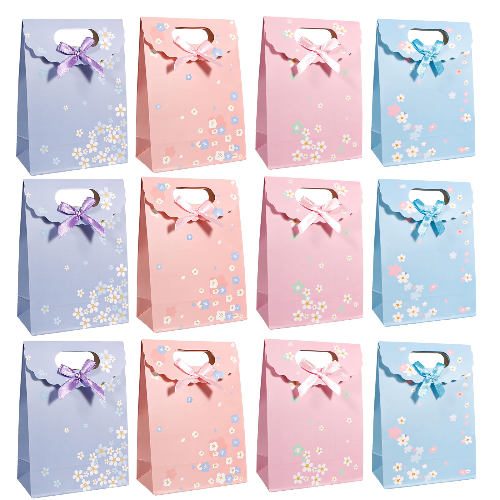 Geukmun Gift Bags, 12-Pack, Paper Party Bags With Handles, Perfect for Birthdays, Weddings, Baby Showers, Mother'S Day, Graduations, Valentine'S Day, Thanksgiving - 12x6x16 Cm, Mixed Colors