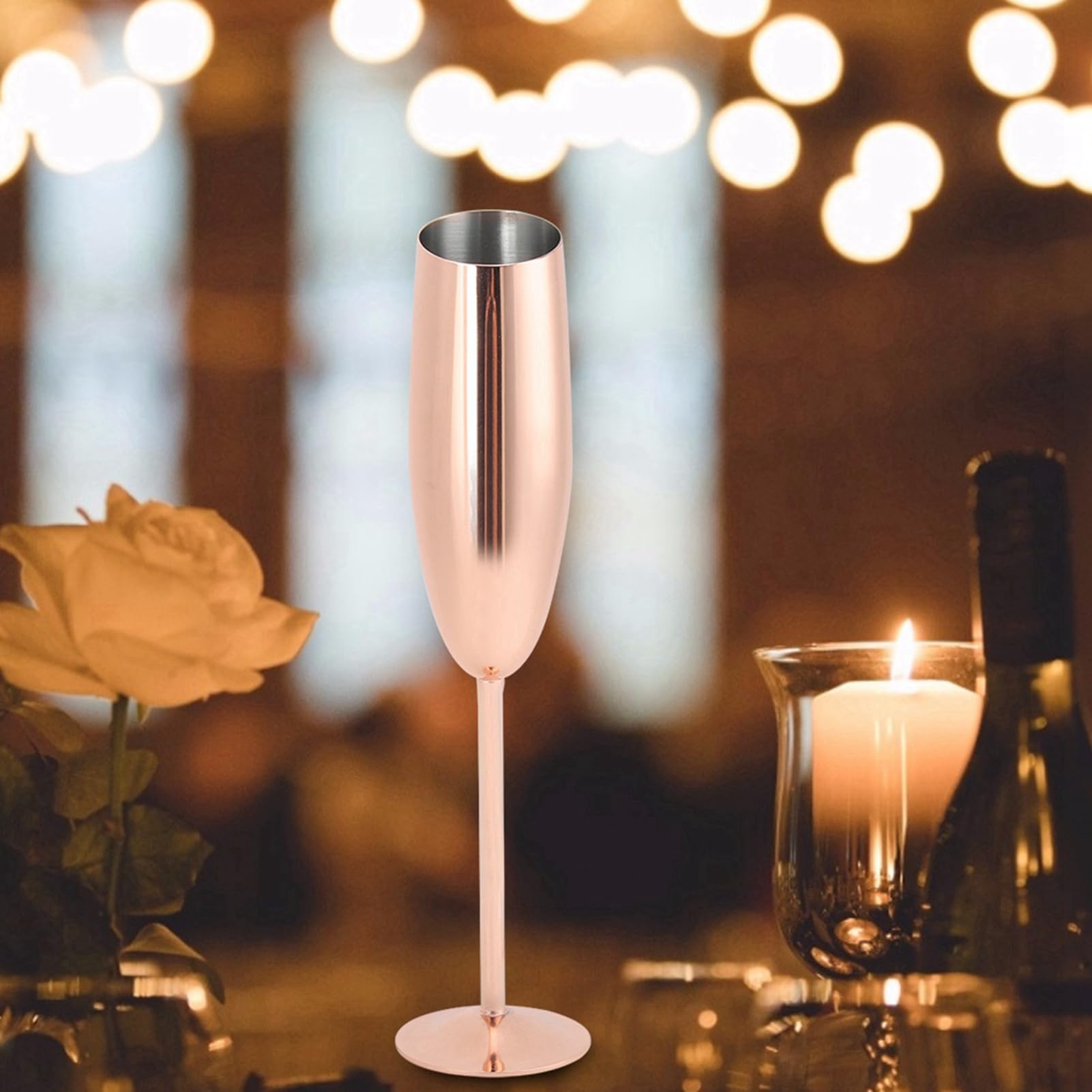 Copa de vino de oro rosa de acero inoxidable de alta calidad para alta hostelería