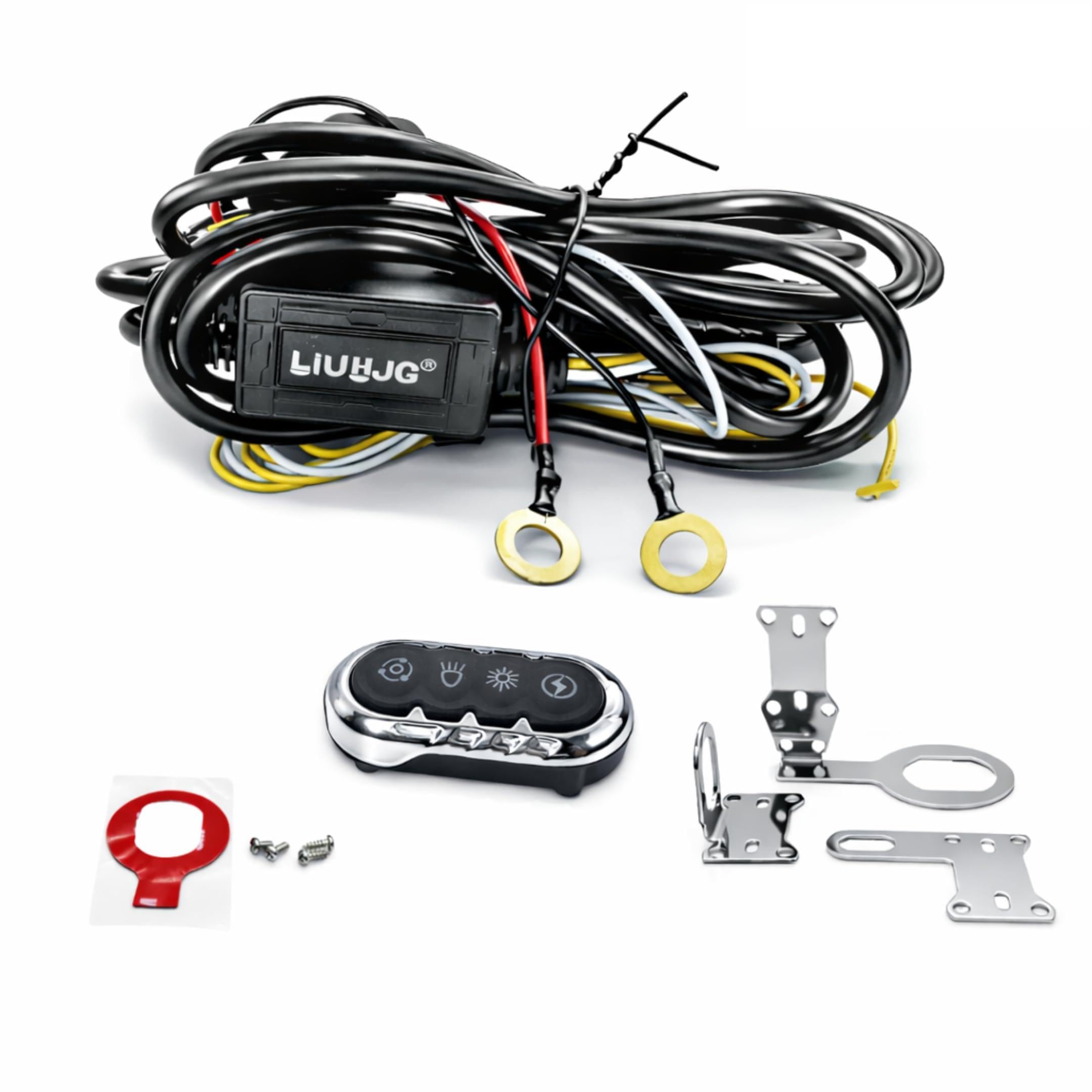 LIU HJG 3 Pin Premium Wiring Harness 3.4M Heavy Duty Copper Wire with Metal Wireless Switch for Auxiliary LED Fog Lights Universal Fit (Pack of 1)-image-43