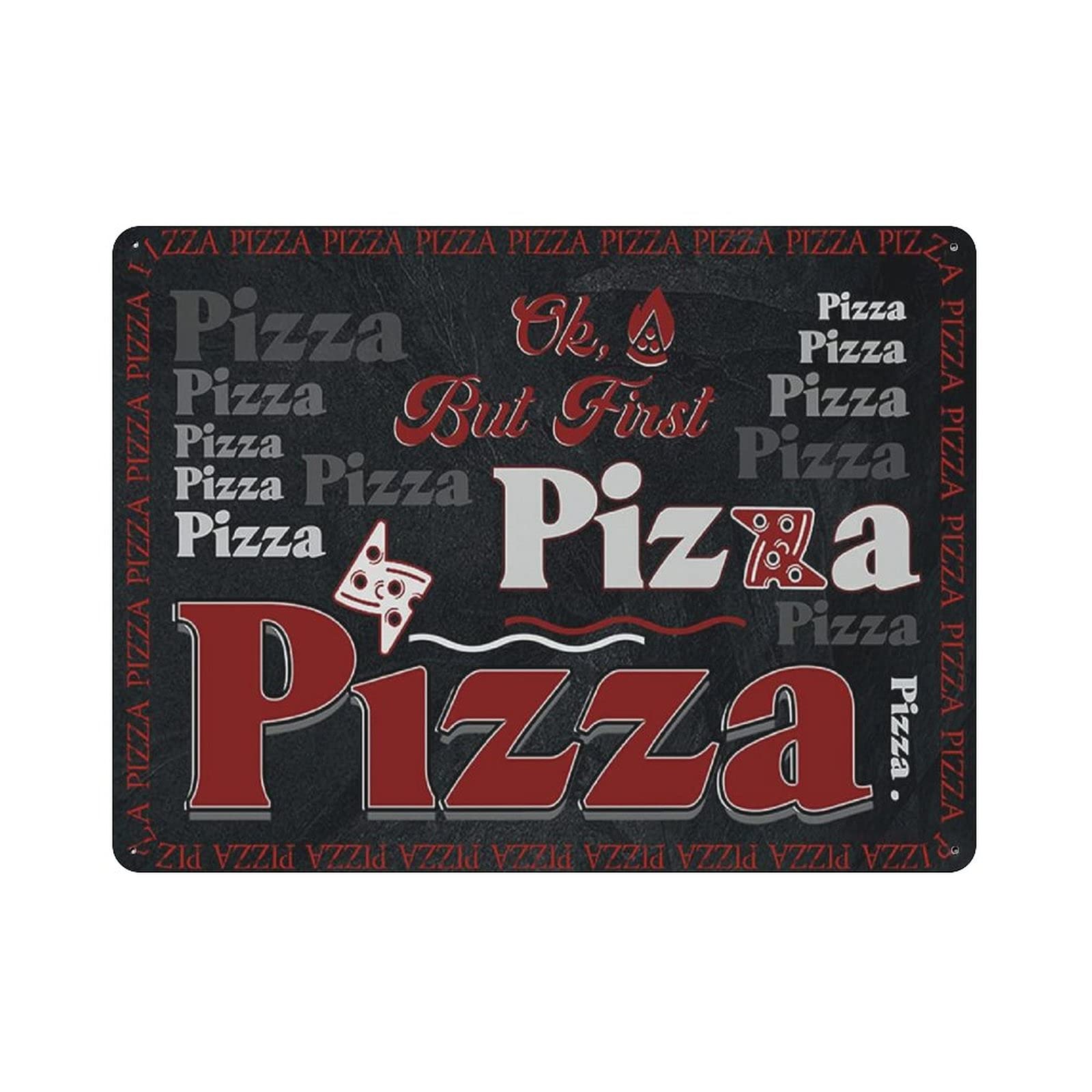 Metal Tin Sign Homemade Pizza Hot And Deliciou Vintage Tin Poster Metal Sign Wall Decoration Country Kitchen Home Garage Decor 12"x16"