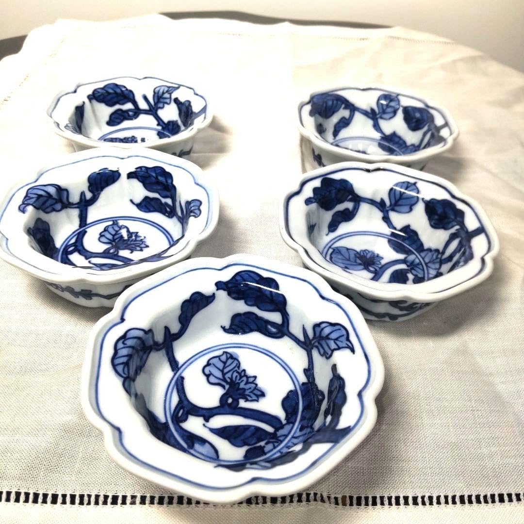 有田焼 源右衛門窯 染付 茄子 皿 5枚 鉢 小鉢 小皿 付出