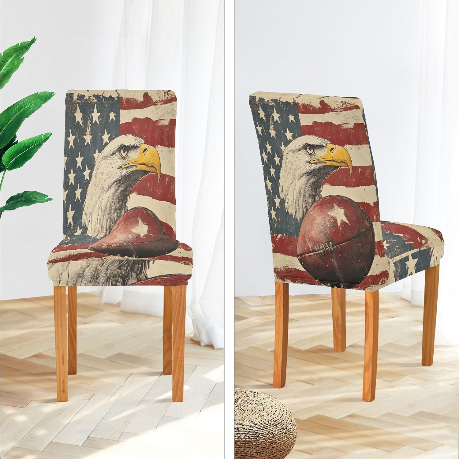 ALAZA Chair Covers for Dining Room, Vintage American Eagles Football Stretch Chair Cover Sets Chair Protector Removable Washable for Ktichen Restaurant Hotel