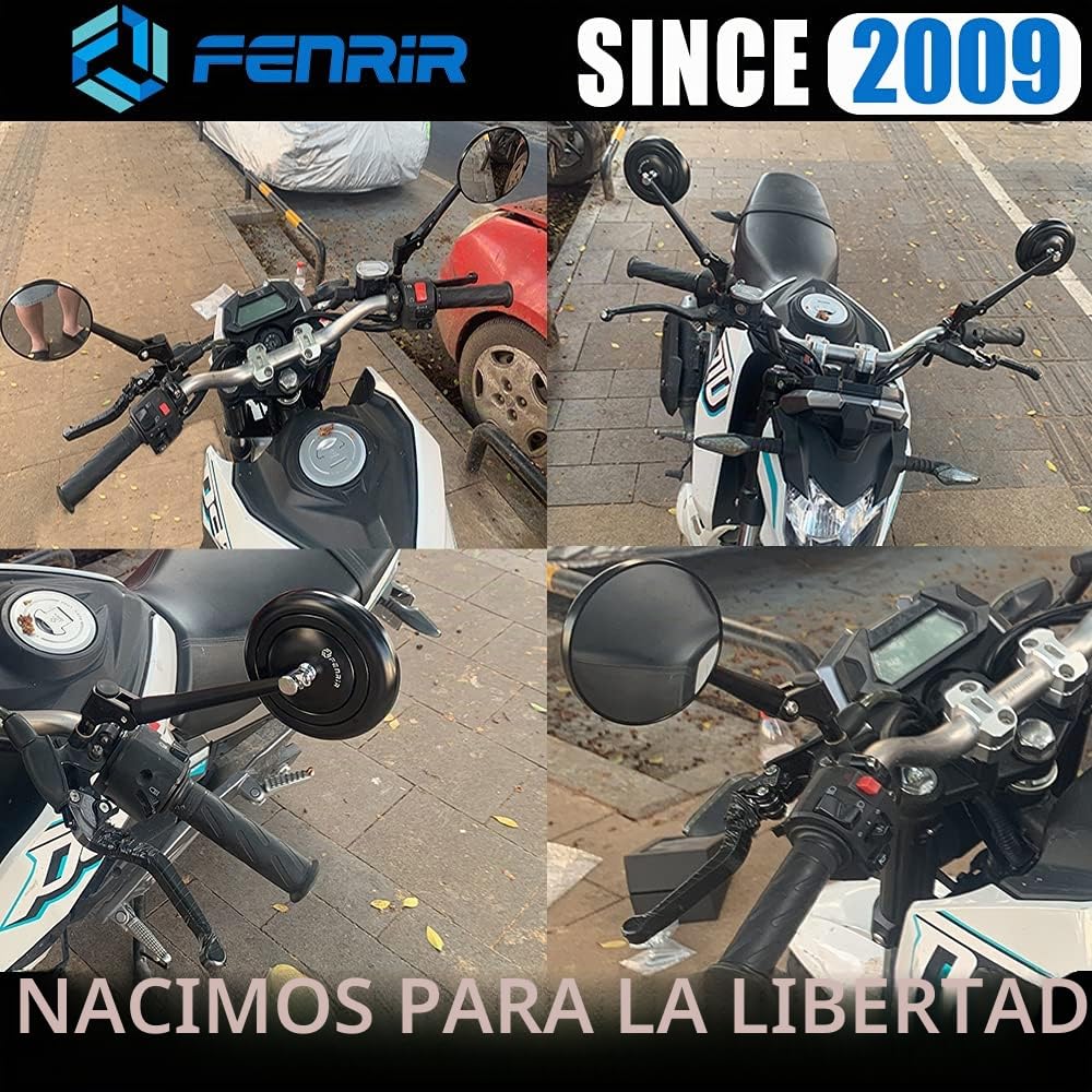 FENRIR Homologados Espejos Retrovisores Moto Retrovisor Negro CNC para Retro Scrambler Monster RnineT S1000R F900R F800R G310R XSR700 XSR900 MT07 MT09 MT10 CB300R CB650R Z650 Z900 W800 SV650 GSXS750