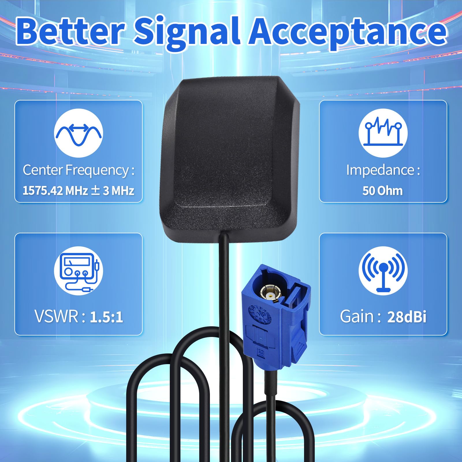 Superbat Antenna GPS Impermeabile Magnetica 3m RG174 Fakra C Femmina