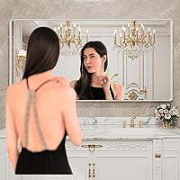 Vista 126 de LOAAO - Espejo de baño con marco de metal negro de 24x36 pulgadas, espejo rectangular redondeado para pared, espejo mate de tocador de baño