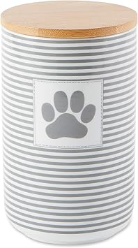 Bone Dry Paw & Patch Ceramic Pet Collection, Treat Canister, 4x6.5, Gray