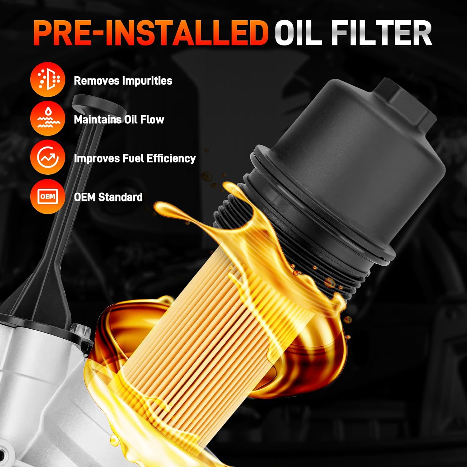 Engine Oil Filter Housing Compatible with 2011-2020 Mercedes-Benz CL63 GL63 S63 SL63 CLS63 E63 GLE63 ML63 SLK55 GLS63 G63 AMG Replacement for 2781800710 2781800110 2781800610