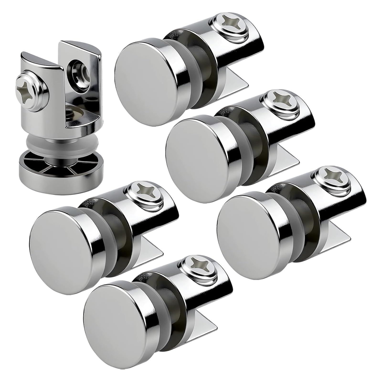 Glass Panel Clamps Pack of 6 Strong Metal Shelf Brackets Easy to Use for 5-10mm Acrylic Laminate Mounting Strong Steel Shelf Supports