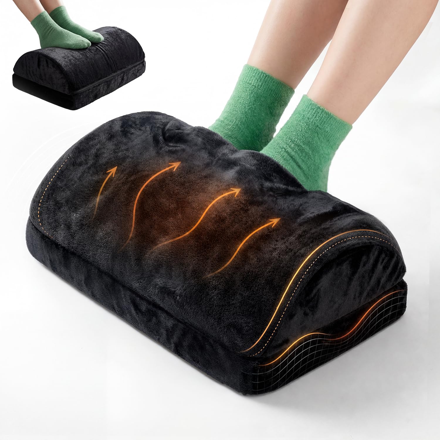 Björn&Schiller poggiapiedi ergonomico sottoscrivania regolabile in altezza con tasca riscaldante, cuscino ortopedico per ufficio e home office