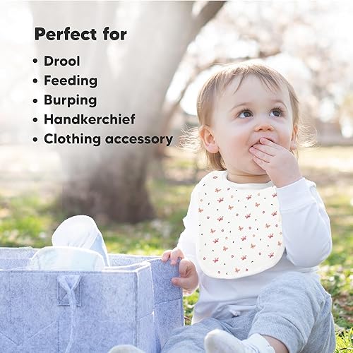 Miniatura 7 de Paquete de 8 baberos orgánicos para bebés para niñas y niños, baberos para dentición, baberos para bebé, baberos para recién nacidos, baberos para