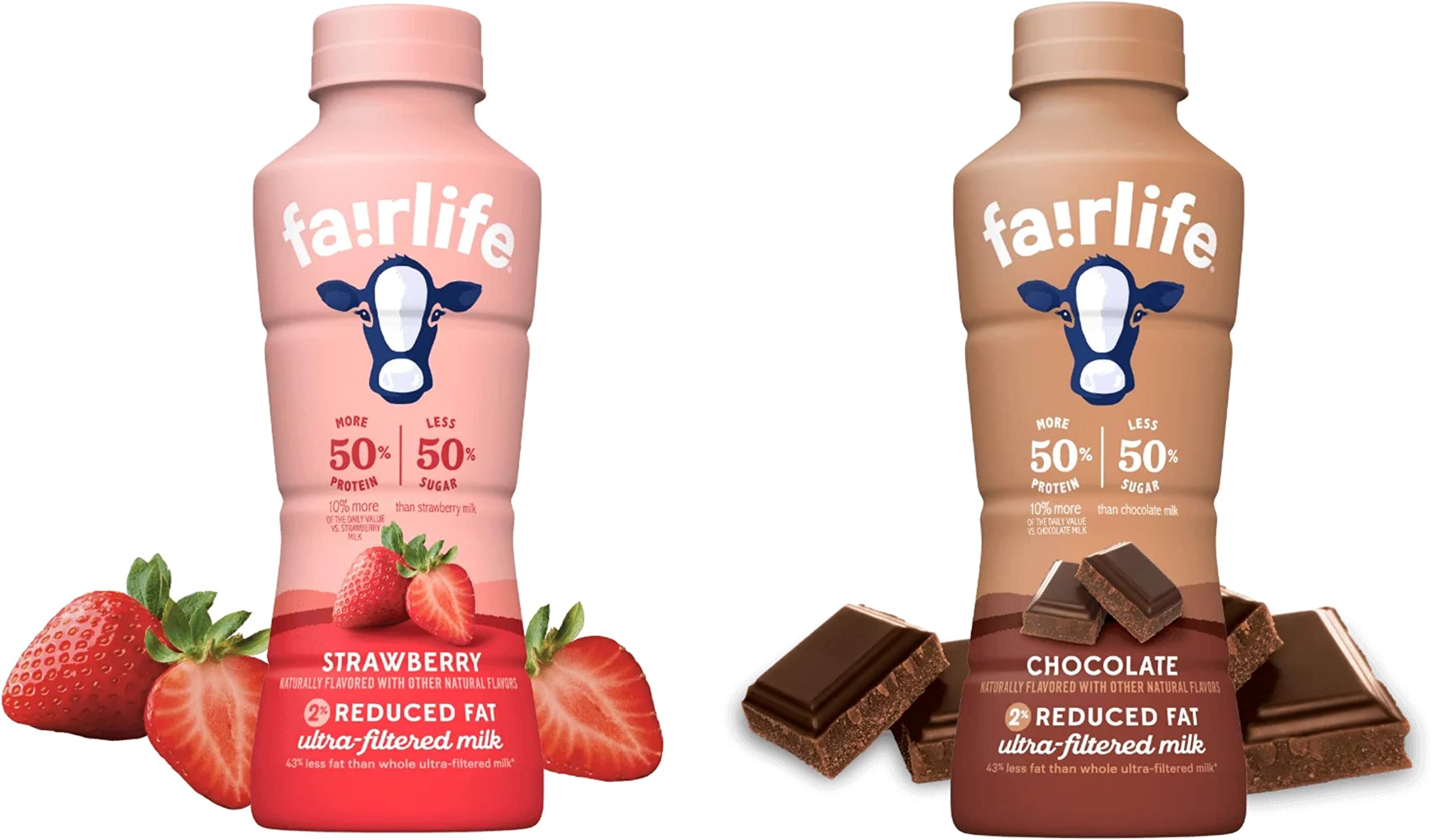 Fairlife UFM Milk 2% Reduced Fat Variety Pack, 14 Fl Oz, Total 6 bottles (3 Chocolate, 3 Strawberry)