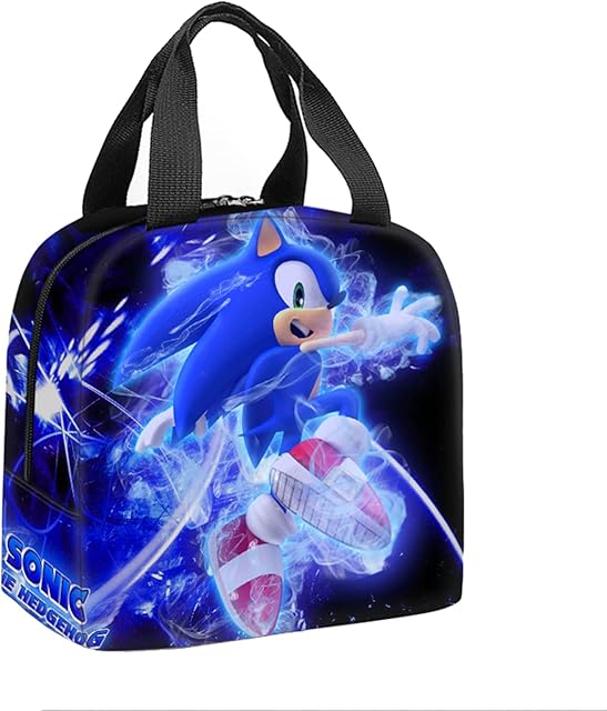 Bonamana Sonic Lunch Bag for Kids 3D Printed Anime Digital Pattern Insulated Bag Food Container Thermal Lunch Children's Tote Bags Leak-Proof Cooler Bag (Frontiers)