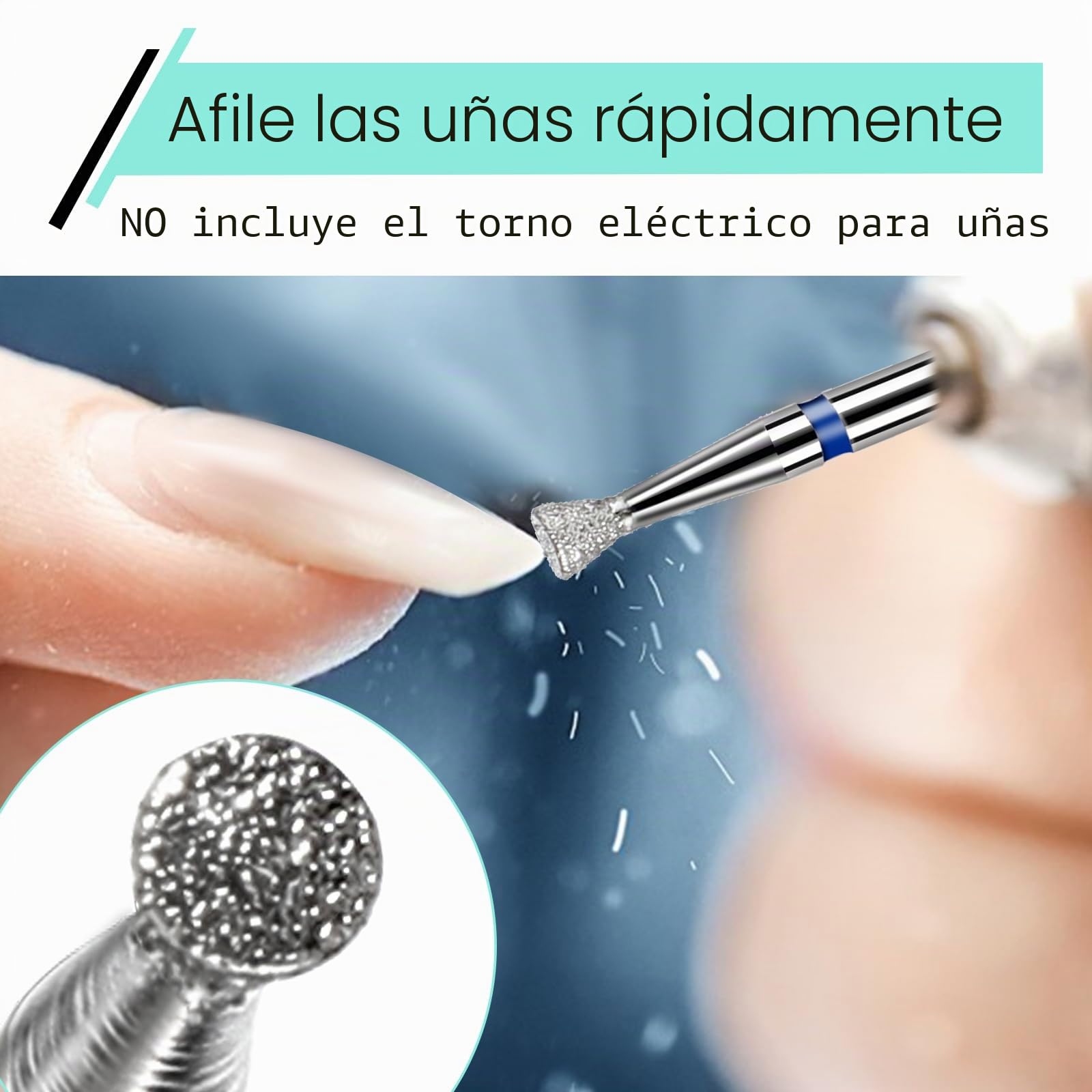 Andibro - Puntera para lijadora de uñas, puntas de uñas, profesionales, planas, puntas de uñas, eliminación rápida de cutículas, acrílico, gel duro, bola cónica, redonda, para manicura pedicura