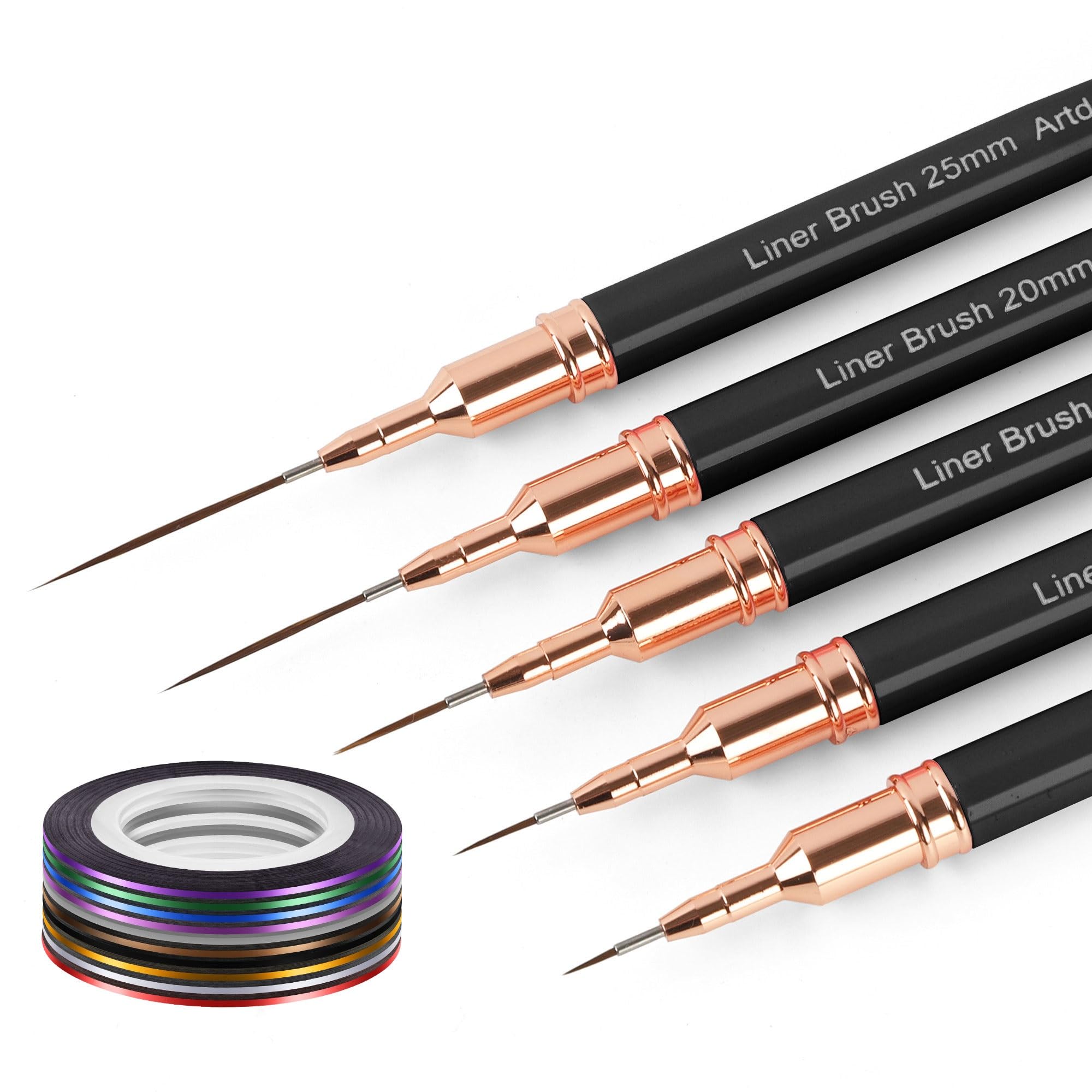 Artdone Nail Dotting Tools 32PCS Double-ended Nail Art Brushes Kit Nail Art Gel Polish Liner Brushes Design Pen For Nail Drawing And Nail Paint Brushes Small Detail Brushes: Black