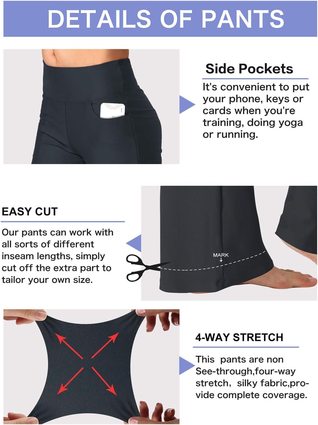 nuveti Women's Bootcut Yoga Pants Tummy Control Workout Non See-Through Bootleg Yoga Pants - Image 5