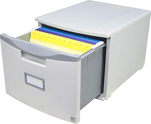Miniatura 4 de Storex gabinete de un solo cajón de mini archivo con cerradura, 18.25 x 14.75 x 12.75 in, color negro, (61265B01C), Gris Total 1